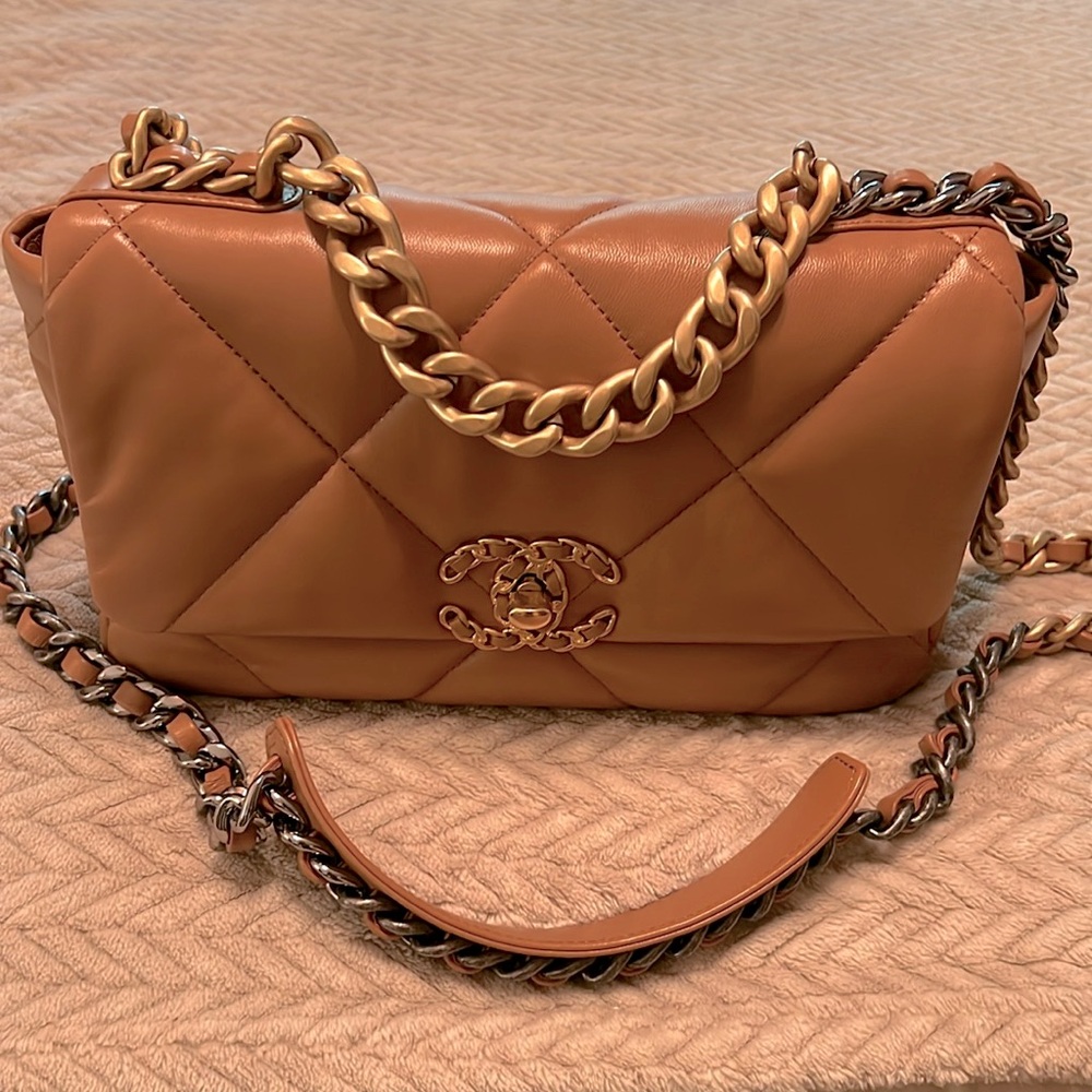 Authentic Camel Chanel 19 Handbag